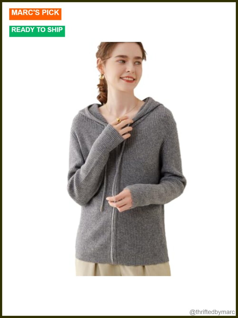 Women's Cashmere Merino Wool Blend Cardigan Hoodie Soft Sweaters Knit Full Zip